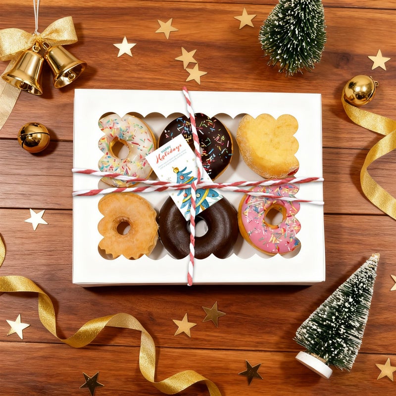 NPLUX Cookie Boxes Bakery Boxes with Window 8x6.5x2.5 Inches Auto-Popup Treat Pastry Boxes for Gift Giving(24pack,White) - Image 5